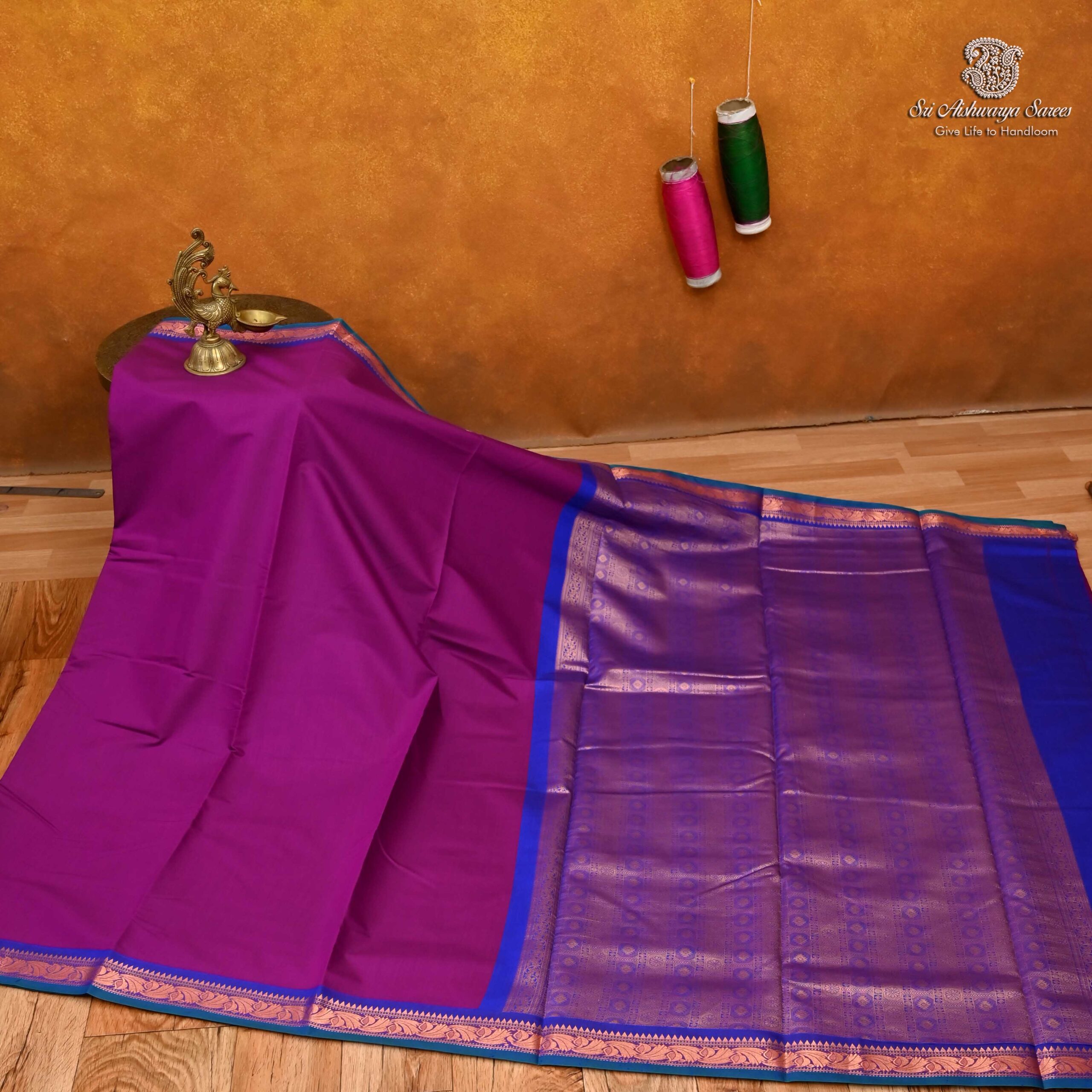10 Yards Purple Kalyani Cotton Saree SASTKC0018845 - Sri Aishwarya