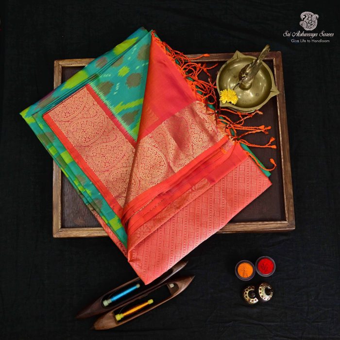 Pure Soft Silk Saree - Turquoise Green SASPS0025244 - Image 6