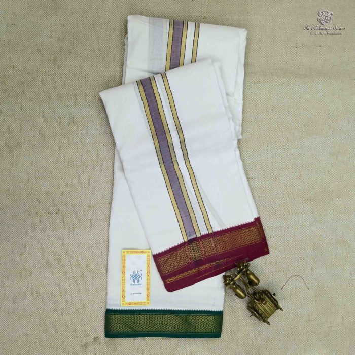 Samajodi 2*8 Handloom Dhoti - Bleached SASD0028334 - Image 1