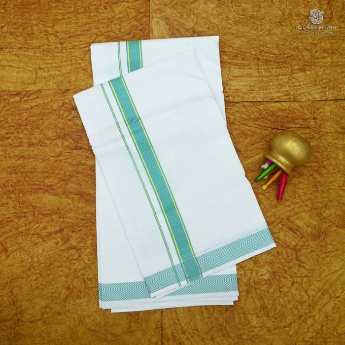 8 Muzham Bleached Dhoti -  SASDS0029139 - Image 1