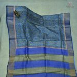 Tussar Printed Saree Peacock Blue Color SASMT0030489