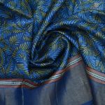 Tussar Printed Saree Peacock Blue Color SASMT0030489 - Image 2