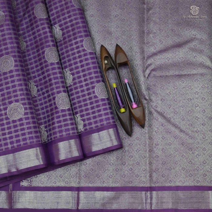 Pure Silk Sarees Dark Lavender SASPS0030524 - Image 1