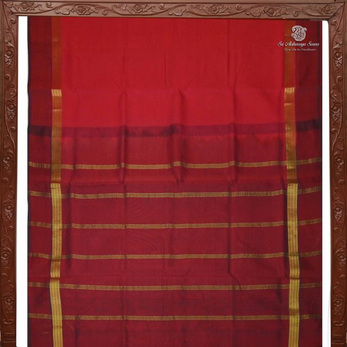 Silk Cotton Sarees Scarlet Red Color SAS0031216 - Image 5