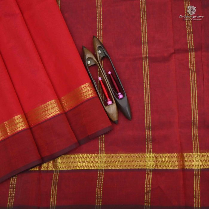Silk Cotton Sarees Scarlet Red Color SAS0031216 - Image 1