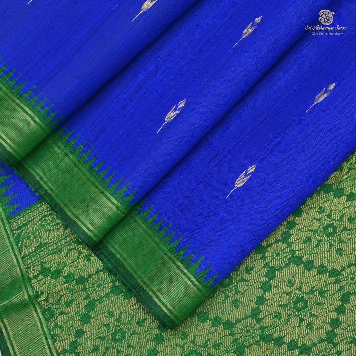 Raw Silk Sarees Royal Blue SASRS0031278 - Image 3