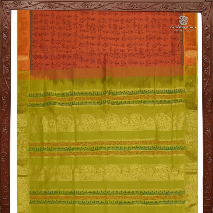 Semi Silk Cotton Printed Sarees - Rust Orange SASPC0031488 - Image 4
