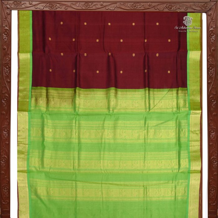 Silk Cotton Sarees Deep Maroon Color SAS0031622 - Image 5