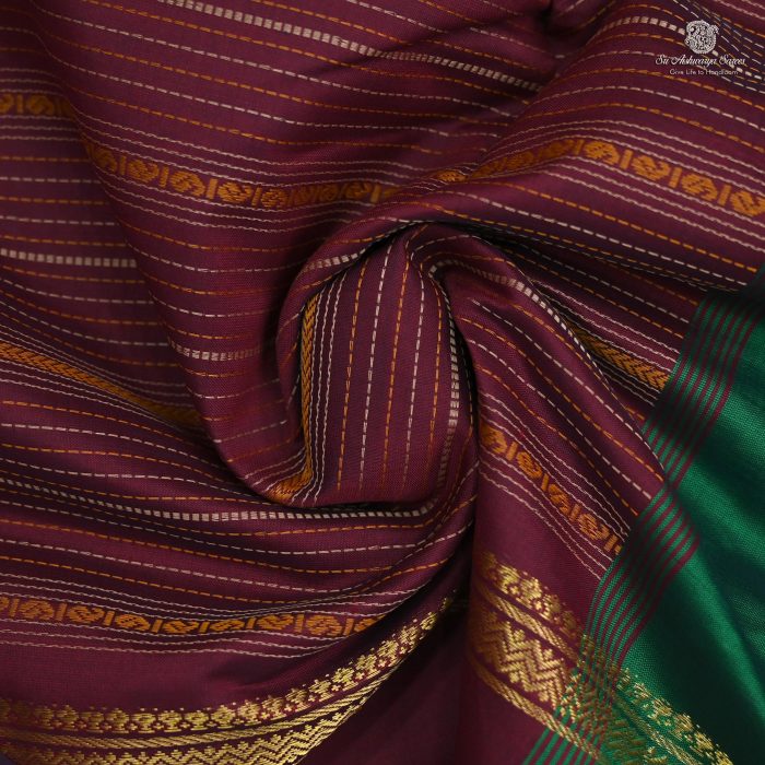 10 Yards Semi Silk Cotton Sarees - Deep Maroon SASPT0031707 - Image 2