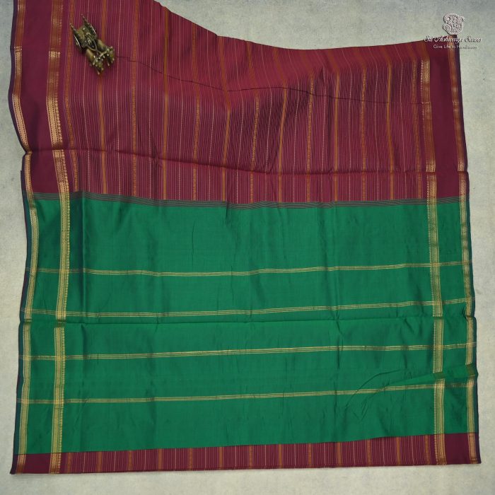 10 Yards Semi Silk Cotton Sarees - Deep Maroon SASPT0031707 - Image 1