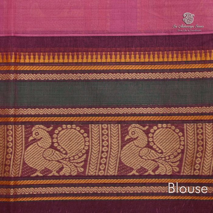 Chettinad Cotton Sarees Persian Pink Color SASC0031812 - Image 3