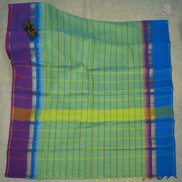 Chettinad Cotton Sarees Seafoam Green Color SASC0031840 - Image 3