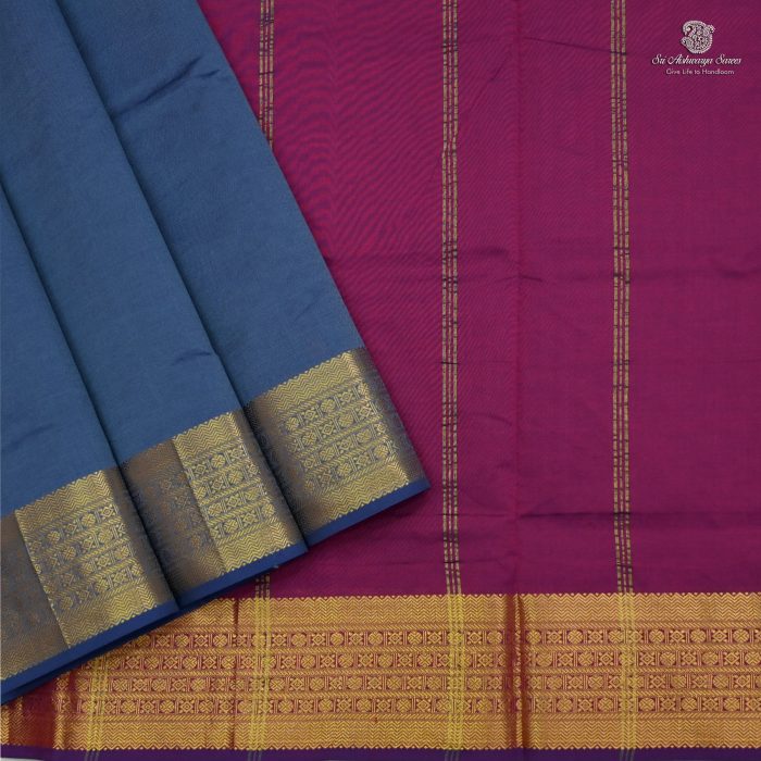 Semi Silk Cotton Sarees - Steel Blue SASPC0032067 - Image 1