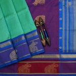 Silk Cotton Sarees Korvai - Dark Seafoam Green SAS0032152