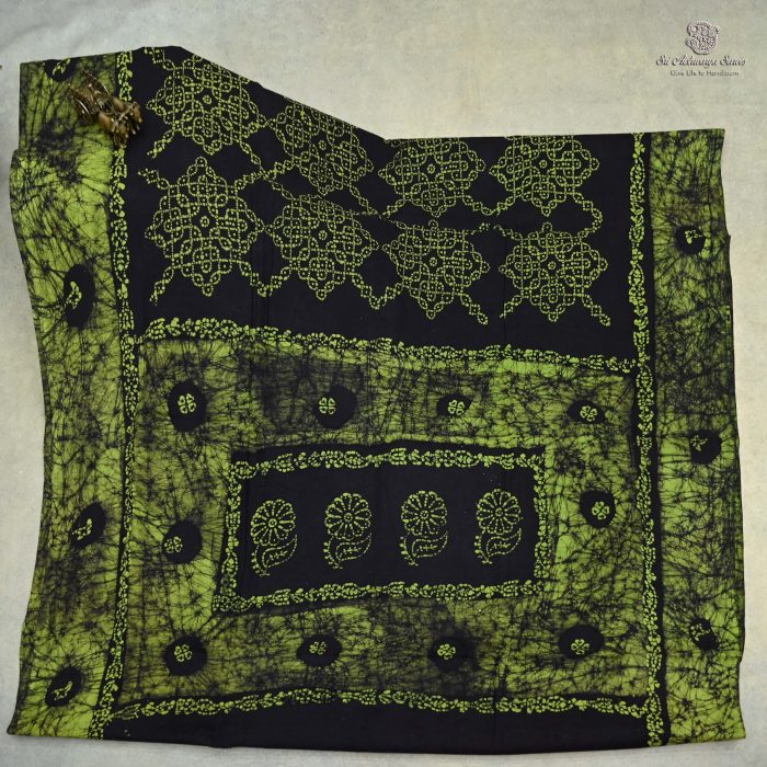 (10 Yards) Sungudi Cotton Saree - Black SASTC0032390 - Image 1