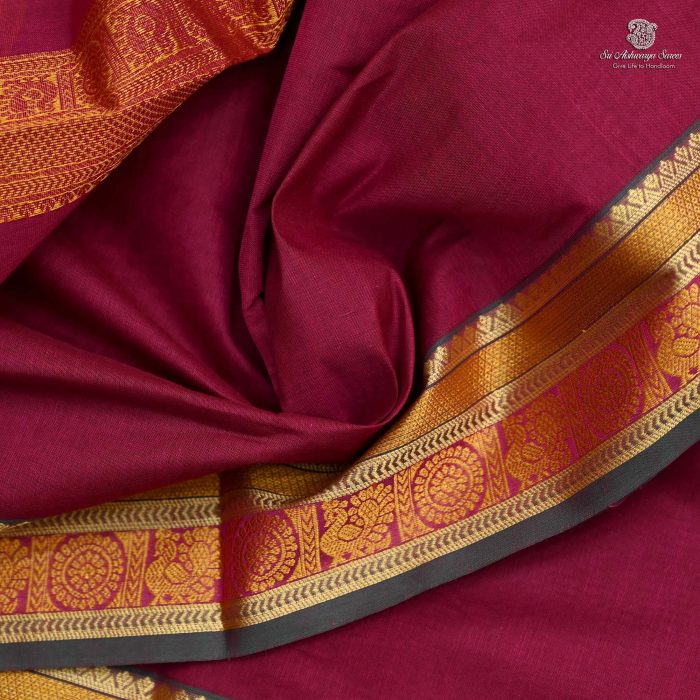 10 Yards Pure Cotton Sarees - Deep Pink SASTC0032401 - Image 2