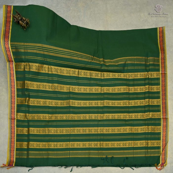 10 Yards Pure Cotton Sarees - Pickle Green SASTC0032404 - Image 1