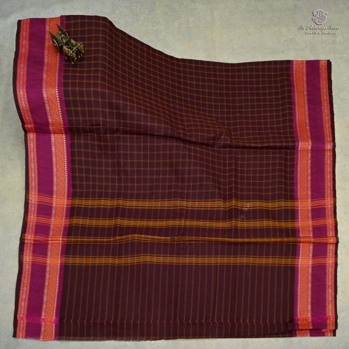 10 Yards Pure Cotton Sarees - Chocolate Brown SASTC0032409 - Image 1