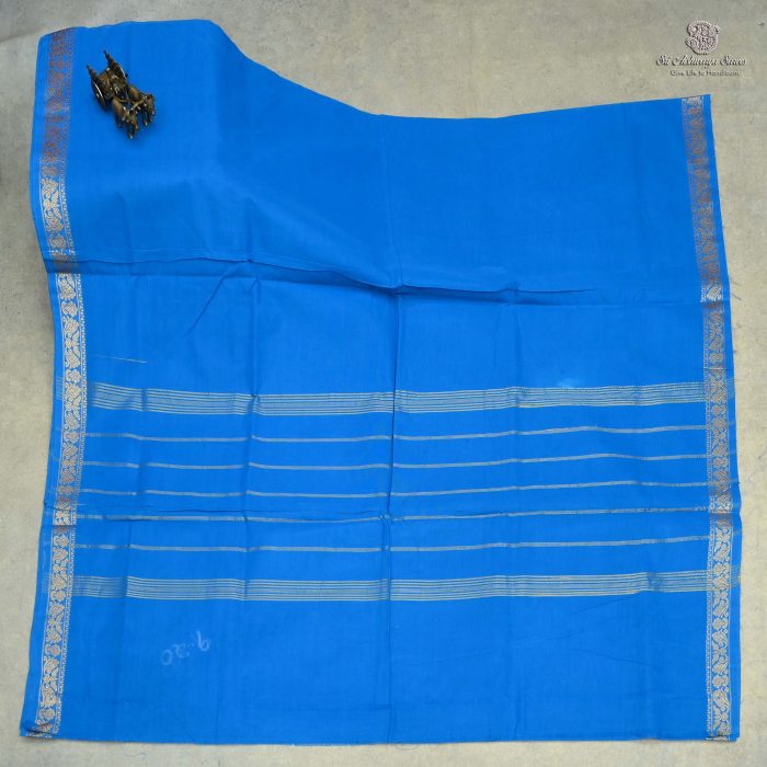 10 Yards Pure Cotton Sarees - Azure Blue SASTC0032416 - Image 1