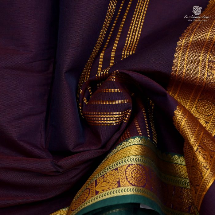 10 Yards Pure Cotton Sarees - Mulbery Purple SASTC0032423 - Image 2