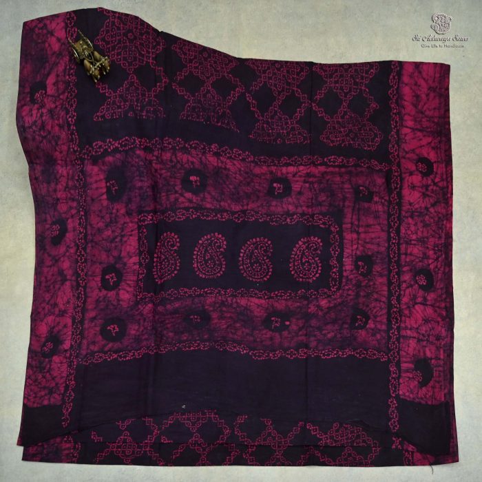 (10 Yards) Sungudi Cotton Sarees - Dark Mulberry Purple SASTC0032460 - Image 1