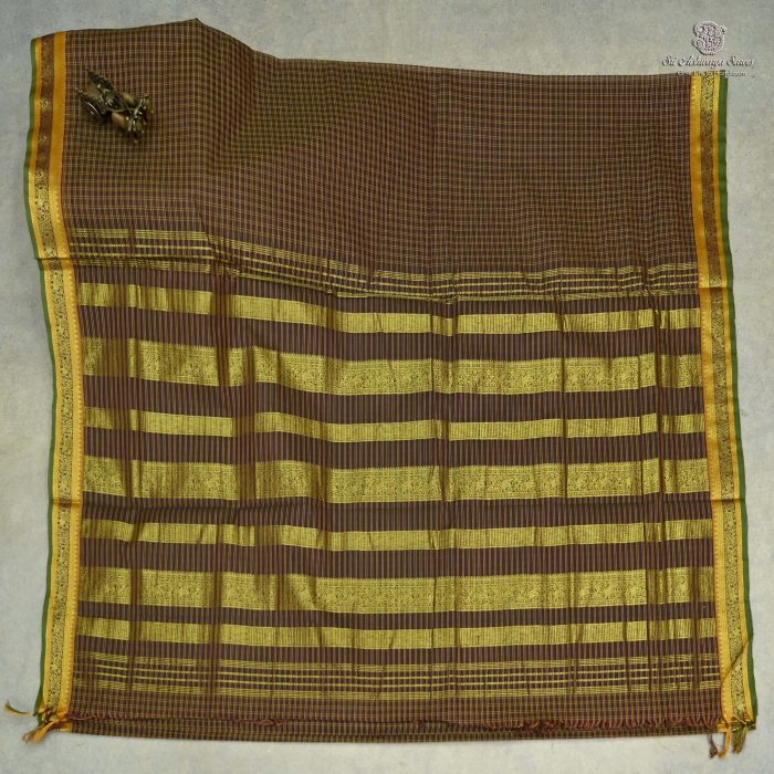 10 Yards Pure Cotton Sarees - Brown SASTC0032461 - Image 1