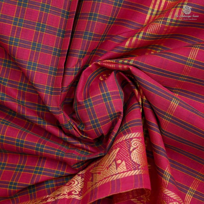 10 Yards Pure Cotton Sarees - Cerise Pink SASTC0032463 - Image 2