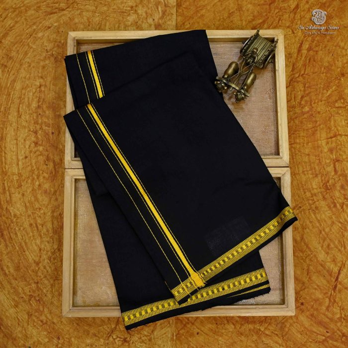 4 Muzham Dhoti - Black SASD0032670 - Image 1