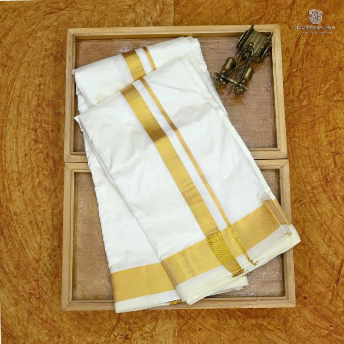 8*4 Silk Dhoti UnBleached - SASDS0032679 - Image 1