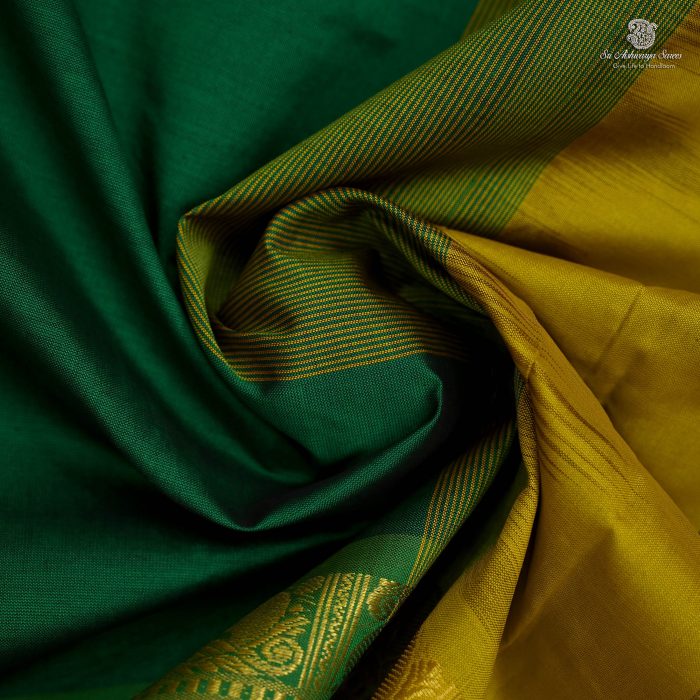 10 Yards Semi Silk Cotton Sarees - Forest Green SASPT0032744 - Image 2
