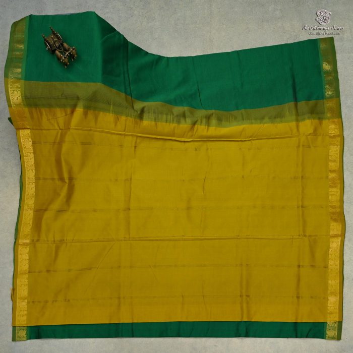 10 Yards Semi Silk Cotton Sarees - Forest Green SASPT0032744 - Image 1