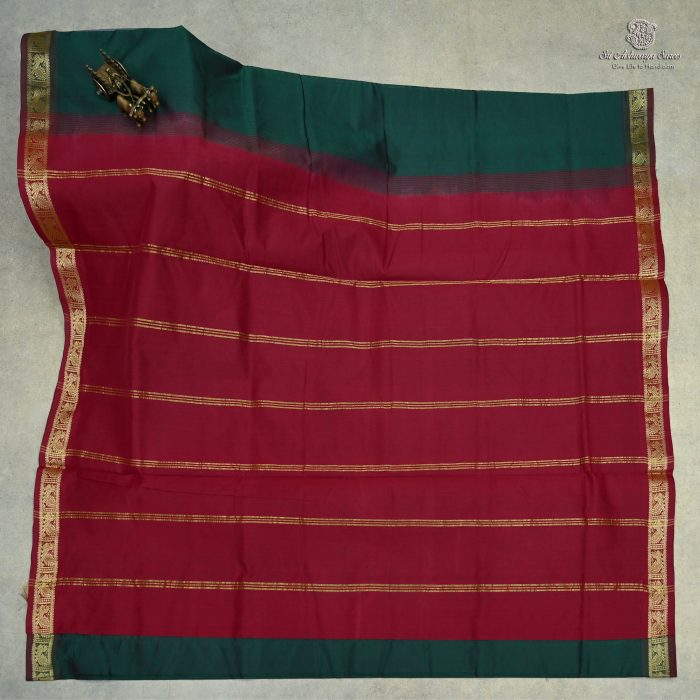 10 Yards Semi Silk Cotton Sarees - Deep Green SASPT0032755 - Image 1