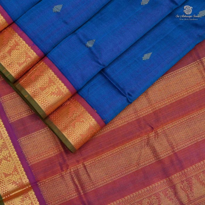 10 Yards Silk Cotton Sarees - Peacock Blue SAST0032998 - Image 3