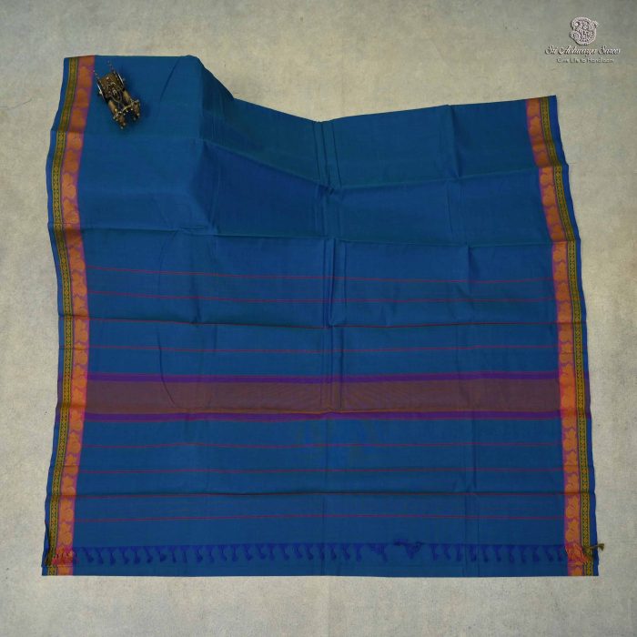 Chettinad Cotton Sarees Peacock Blue SASC0033093 - Image 3