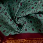 9 Yards Sungudi Cotton Sarees Muted Solid Green SASTC0033464 - Image 2