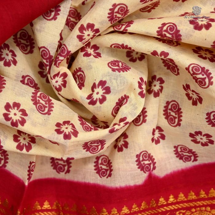 9 Yards Sungudi Cotton Sarees Cream SASTC0033469 - Image 2