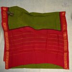 9 Yards Sungudi Cotton Sarees Olive Green colour SASTC0033476