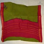 9 Yards Sungudi Cotton Sarees Olive Green SASTC0033496