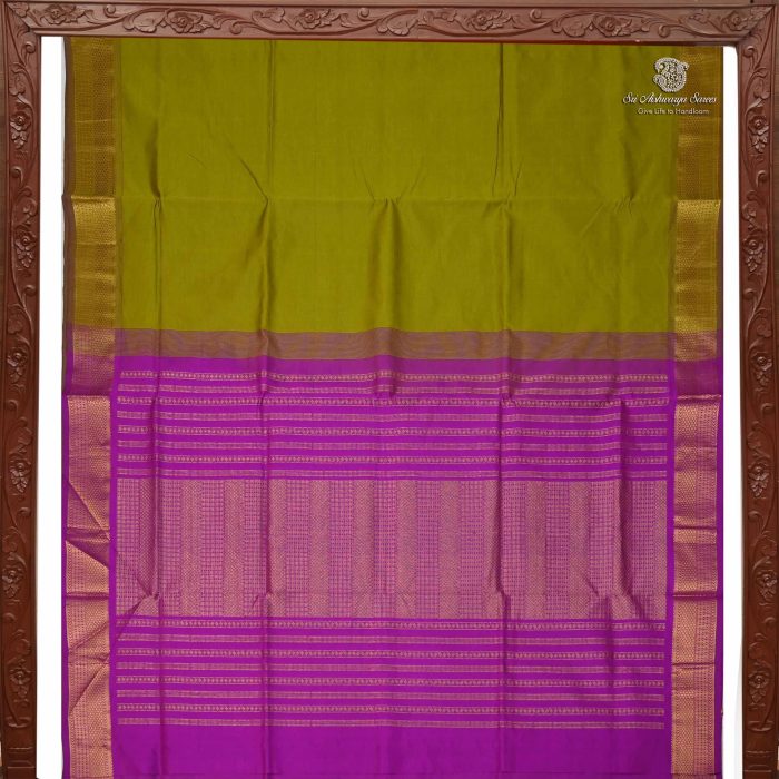 Semi Silk  Cotton Sarees Mehndi Green SASPC0033229 - Image 4