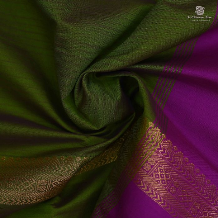 Semi Silk  Cotton Sarees – Mehndi Green SASPC0033238 - Image 2