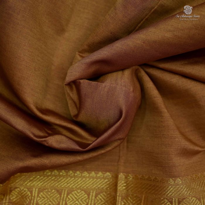 10 Yards Semi Silk Cotton Sarees – Light  Brown SASPT0033447 - Image 2