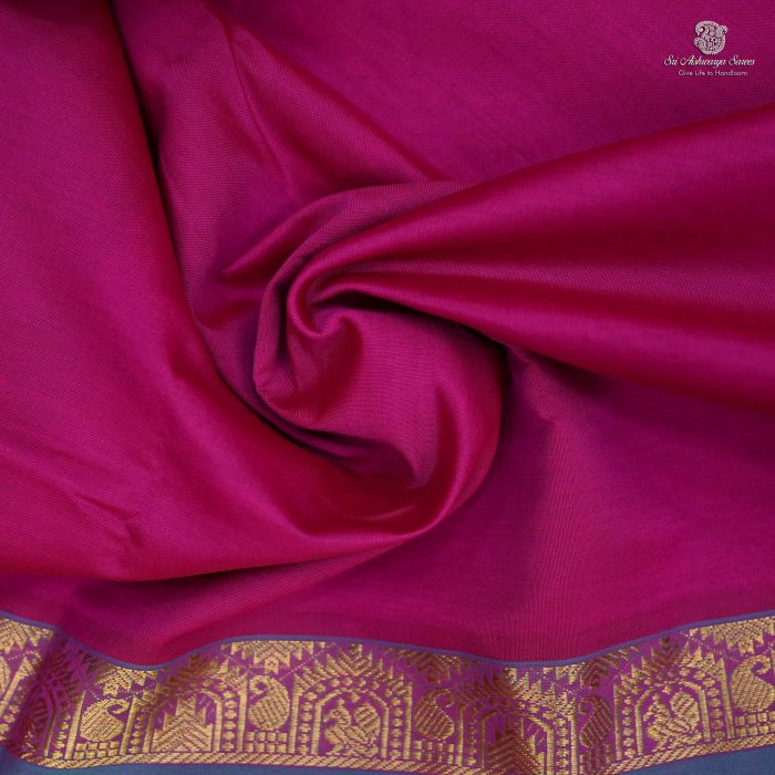 10 Yards Semi Silk Cotton Sarees –Magenta SASPT0033450 - Image 2