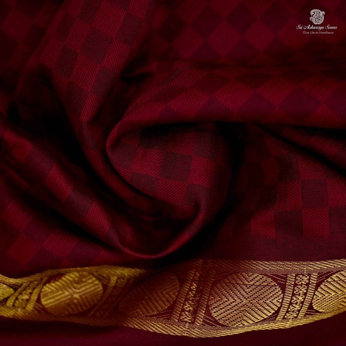 10 Yards Semi Silk Cotton Sarees –Maroon SASPT0033451 - Image 2