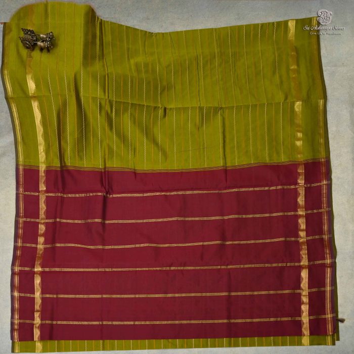 10 Yards Semi Silk Cotton Sarees –Mehandi Green SASPT0033452 - Image 1
