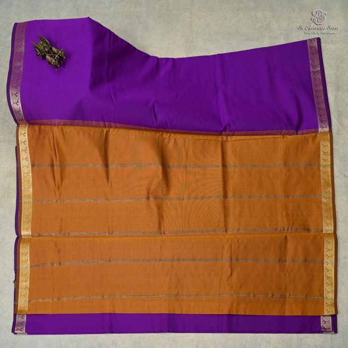 10 Yards Semi Silk Cotton Sarees –Purple SASPT0033453 - Image 1