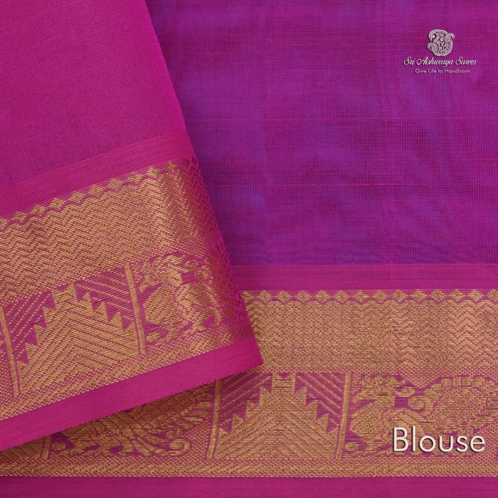 Silk Cotton Sarees Peacock Blue SAS0033144 - Image 4