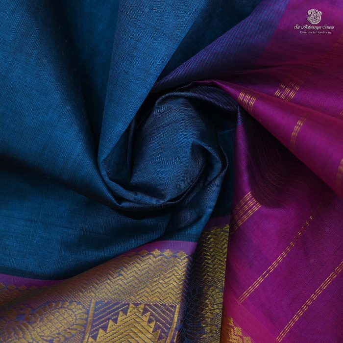 Silk Cotton Sarees Peacock Blue SAS0033144 - Image 2