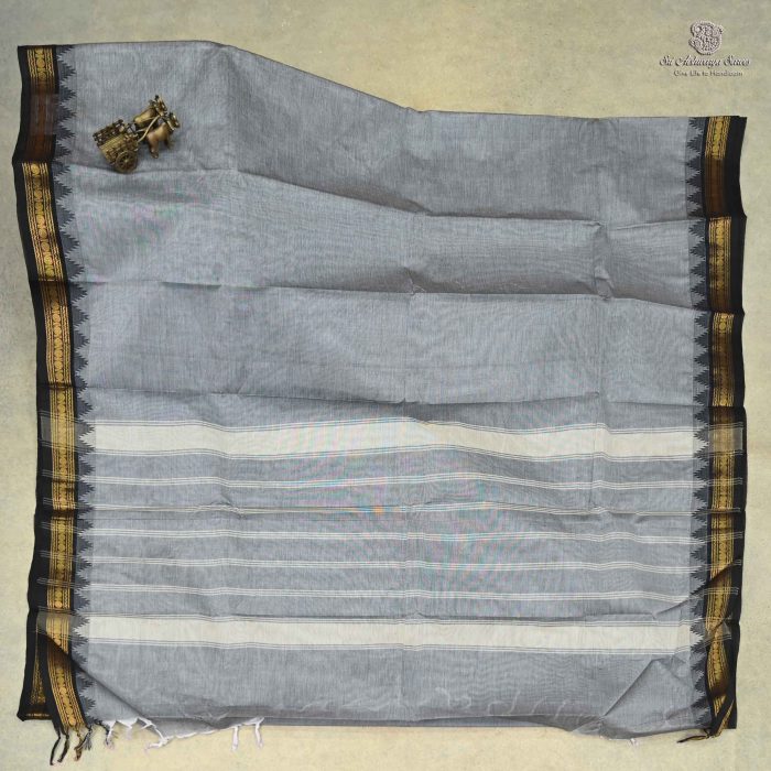 Kanchi Cotton Saree Light Grey SASC0033526 - Image 3