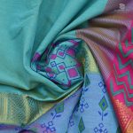 Semi Silk Cotton Printed Sarees –Teal Blue SASPC0033585 - Image 2