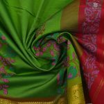 Semi Silk Cotton Printed Sarees –Vibrant Green SASPC0033602 - Image 2